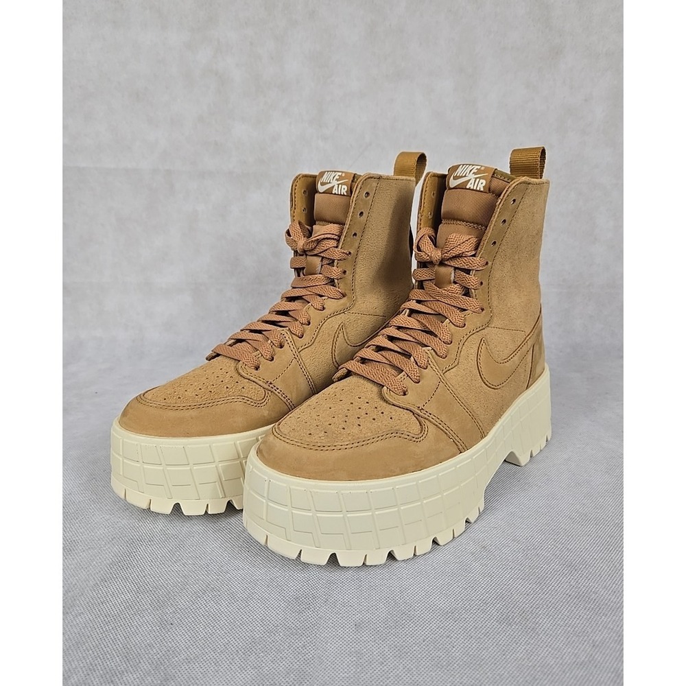 Nike Womens Air Jordan 1 Boots Size 9 Brooklyn‎ Wheat Muslin Stack Shoes NEW